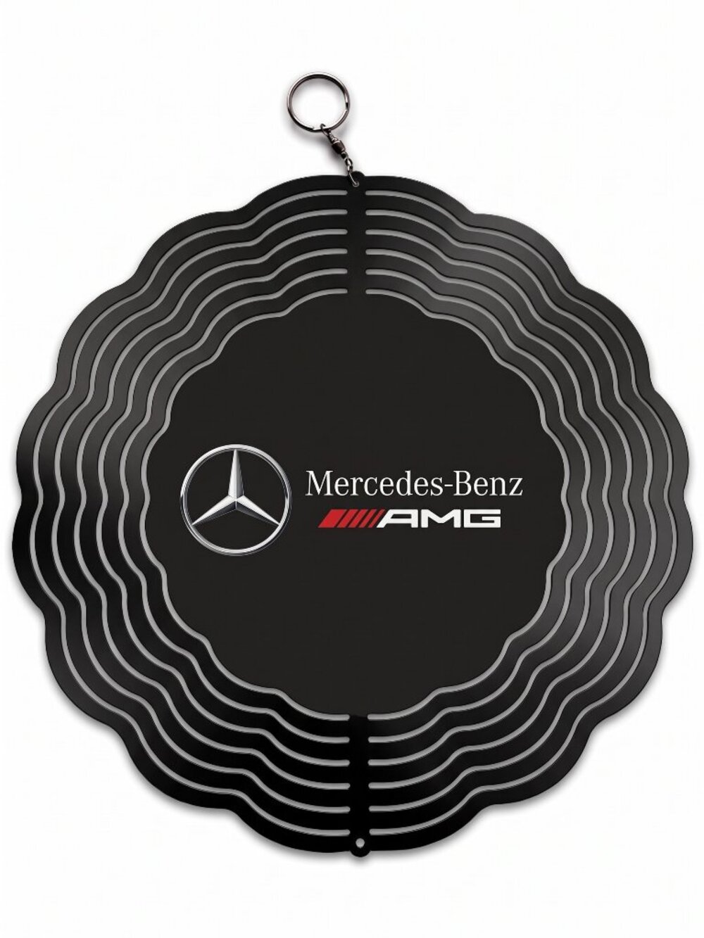 10" Mercedes-Benz AMG Kinetic Wind Spinner - Black Metal Hanging Yard Decor